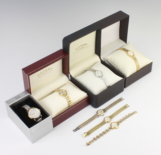 A lady's gilt cased Rotary wristwatch boxed, 1 other, a bimetallic ditto and a steel ditto, 2 Citizen wristwatches and 1 other 