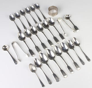 A Victorian silver tea spoon 1892 and minor spoons, 350 grams
