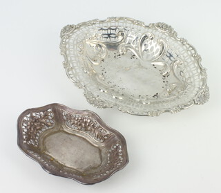 A Victorian silver pierced bon bon dish 21cm, rubbed marks, a smaller ditto, 190 grams 