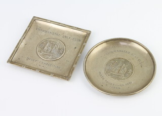 A Chinese silver coin set dish 9cm, a circular ditto 137 grams 