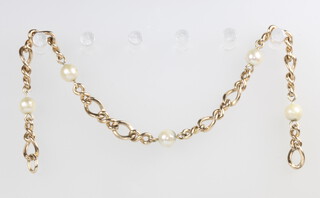 A 9ct yellow gold cultured pearl bracelet 5.3 grams 