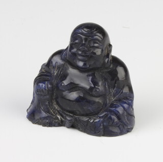 A carved lapis lazuli figure of seated Hotei 3.5cm 