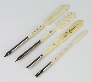 A Victorian bone Stanhope pen with views of Llandudno and 3 others - St Moritz, Marseille and La Digue 
