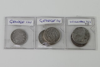 Four George III sixpences and 3 William III ditto 