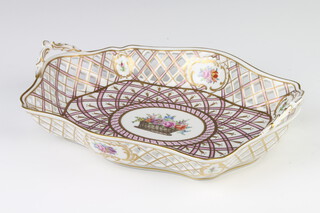 A modern Dresden pierced basket decorated with flowers 29cm 