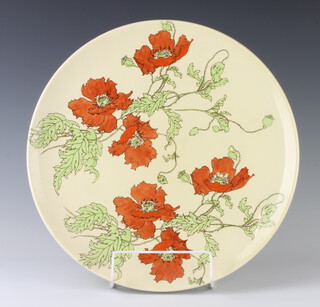 A Royal Doulton plaque decorated with stylised poppies 39cm 