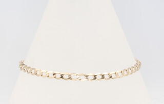 A 9ct yellow gold flat link bracelet, 3.4 grams, 20cm 