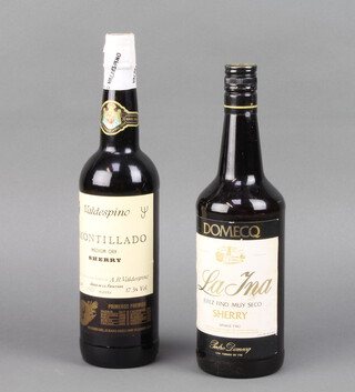 A bottle of Valdespino Amontillado sherry together with a bottle of Pedro Domecq Lina sherry 