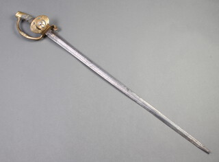 A Victorian Honourable Artillery Company officers sword, the etched blade with Royal Cypher marked proved, the pierced shell shaped guard with grenade and 16 flames 