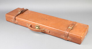 A leather shotgun case, interior labelled J Roberts and Sons 66-68 Suffolk Street London (interior missing) 8cm x 81cm w x 21cm d 