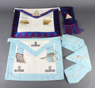 A Past Masters apron and collar and a Royal Arch companions apron and sash 