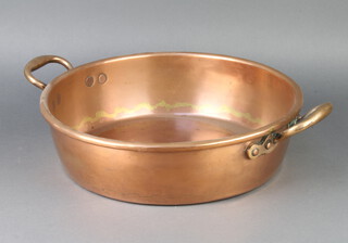 Benham and Froud, a copper twin handled preserving pan 12cm h x 38cm diam. 