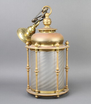 An Edwardian Turkish style cylindrical gilt metal lantern 50cm h x 23cm diam. 
