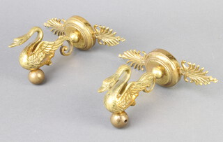 A pair of 19th Century gilt metal brackets in the form of swans 13cm x 18cm 