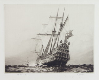 K Vernon, etching signed, maritime study 19cm x 23cm 