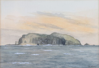 D Addey, watercolour signed "Staffa From Near Fingal's Cave" no.274 of a voyage round Great Britain, label to verso 15cm x 22cm 