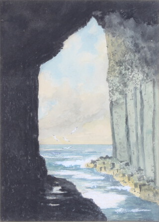 D Addey, watercolour signed, "Fingal's Cave, Staffa", label to verso 23cm x 16cm 