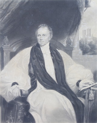 H T Ryall, black and white engraving "The Right Reverend John Kaye" 43cm x 35cm 