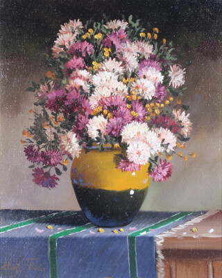 Z Florin, oil on canvas signed, study of a vase of flowers 49cm x 39cm 
