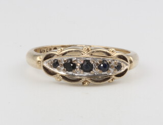 A 9ct yellow gold sapphire and diamond ring 2.3 grams, size M 