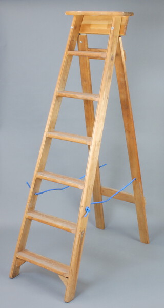 A set of 6 tread wooden platform steps - for decorative purposes only, 160cm h x 47cm x 101cm 

