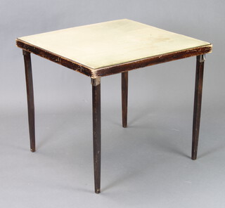 A beech framed folding bridge table 60cm h x 76cm w x 78cm d 