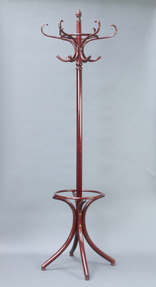 A bentwood style cafe hat and coat stand 193cm h x 37cm diam. 