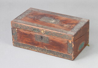 A Victorian rosewood and inlaid brass writing slope with hinged lid 18cm x 45cm x 25cm (requires attention) 