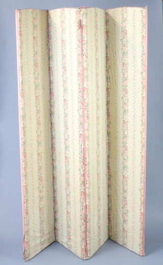 A 4 fold dressing screen 170cm h x 40cm when closed x 160cm when open 