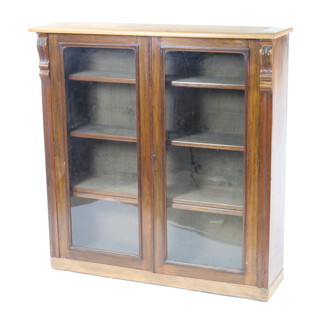 A Victorian mahogany bookcase top fitted shelves enclosed by glazed doors 120cm h x 115cm w x 33cm d 