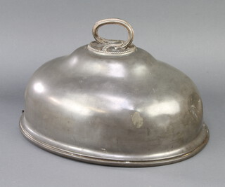 James Dixon & Sons, a Britannia metal oval meat cover 21cm x 41cm x 31cm (some dents) 