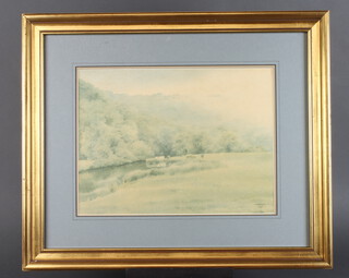 Nigel Price, print, riverscape with cattle 29cm x 39cm 