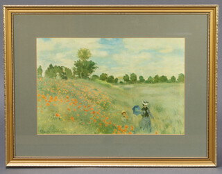 Claude Monet, print, figures in a poppy field 30cm x 45cm 