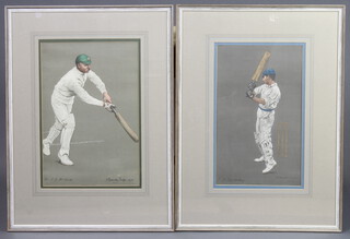Albert Whitbread and Company, 2 Edwardian coloured prints "Cricketers" 34cm x 21cm 