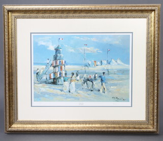 D'aguilar, limited edition prints a pair, signed in pencil "Sur Les Sables Jeu Des Enfants and La Fete Gitane" 137/850 38cm x 52cm 