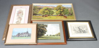 D V Haynes, oil, on board, signed, horses. beside a river 40cm by 75cm minor pictures