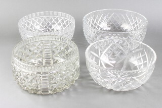 Four various cut glass bowls 20cm and 23cm 