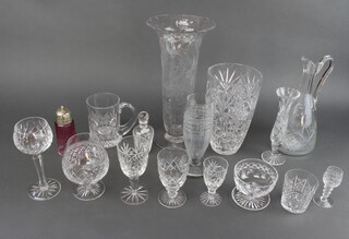 A cut glass flared necked vase together with approx 36 pieces of table glassware (selection shown in photo)
