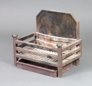 The Gallery, an iron fire basket incorporating a fire back complete with tray 41cm h x 45cm w x 30cm d 