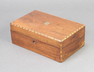 A Victorian inlaid mahogany writing slope with hinged lid 12cm h x 35cm w x 21cm d (no interior) 