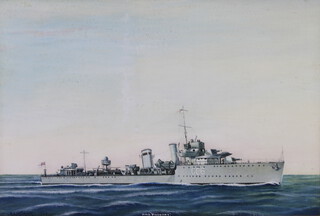 R A Hancock 1920, watercolour signed, "HMS Viscount" 31cm x 45cm 