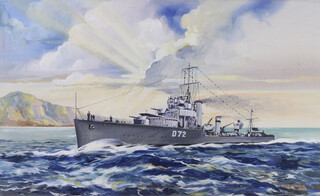 Dave Portch 1959, watercolour signed, study of a destroyer 28cm x 46cm 