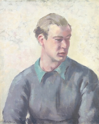 Christopher Pemberton, oil on canvas, portrait study of a young man 67cm x 54cm 