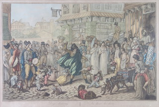 C Vernel, coloured engraving, 19th Century dogs dancing 43cm x 64cm 