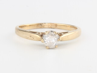 A 9ct yellow gold single stone diamond ring approx. 0.33ct, 2.1 grams, size L 1/2