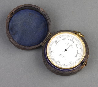 J H Steward of 456 West Strand London, a pocket barometer with 4.5cm dial, complete with leather carrying case