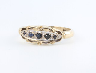A 9ct yellow gold sapphire and diamond ring 2.3 grams, size M 