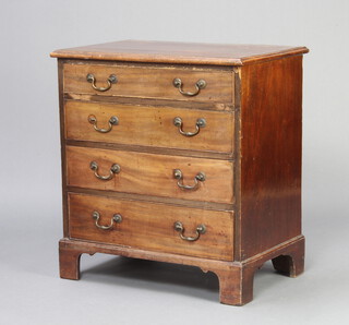 A Georgian bleached mahogany commode converted to a chest of 4 drawers with brass ring neck drop handles, raised on bracket feet 75cm h x 70cm w x 45cm d 