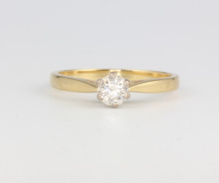 A 9ct yellow gold single stone diamond ring approx. 0.4ct, size P, 3.1 grams