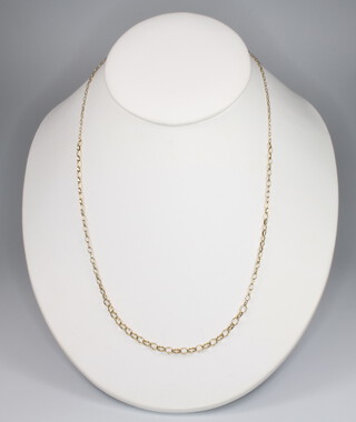 A 9ct yellow gold graduated belcher link chain 46cm, 4.1 grams 